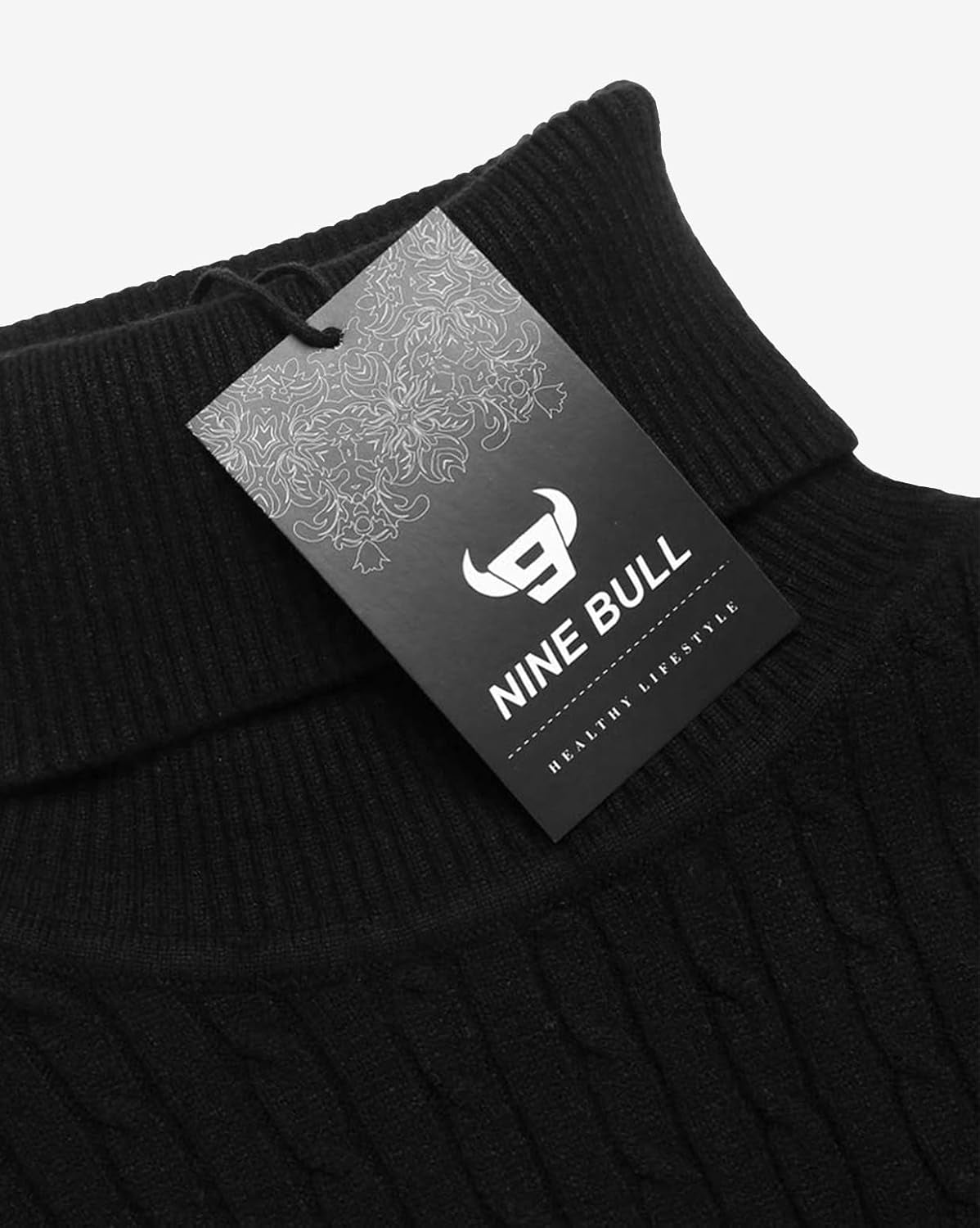 Mens Slim Fit Turtleneck Sweater Cable Knit Thermal Pullover Sweater