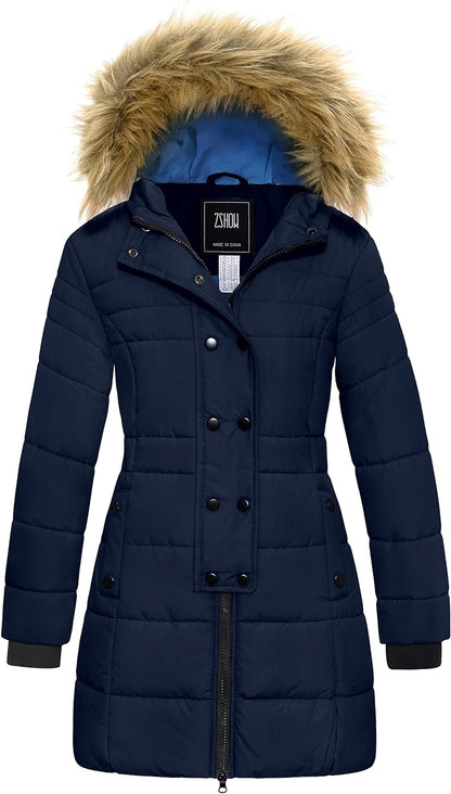 Girls' Long Winter Coat Waterproof Warm Puffer Jacket Hooded Parka