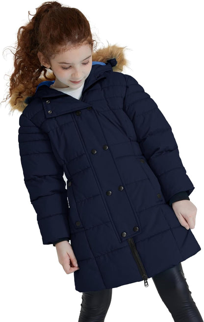 Girls' Long Winter Coat Waterproof Warm Puffer Jacket Hooded Parka