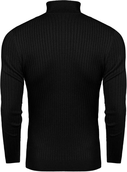 Mens Slim Fit Turtleneck Sweater Cable Knit Thermal Pullover Sweater