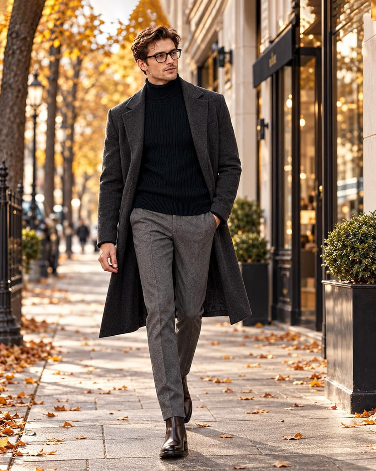 Mens Slim Fit Turtleneck Sweater Cable Knit Thermal Pullover Sweater