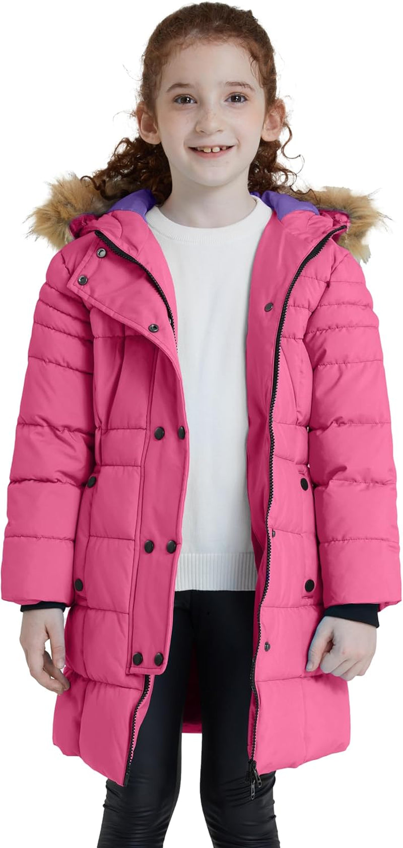 Girls' Long Winter Coat Waterproof Warm Puffer Jacket Hooded Parka